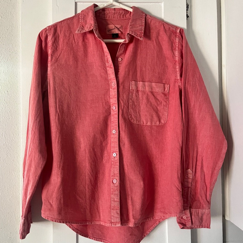 Universal Thread Pinkish Linen and Cotton Button-Up Shirt